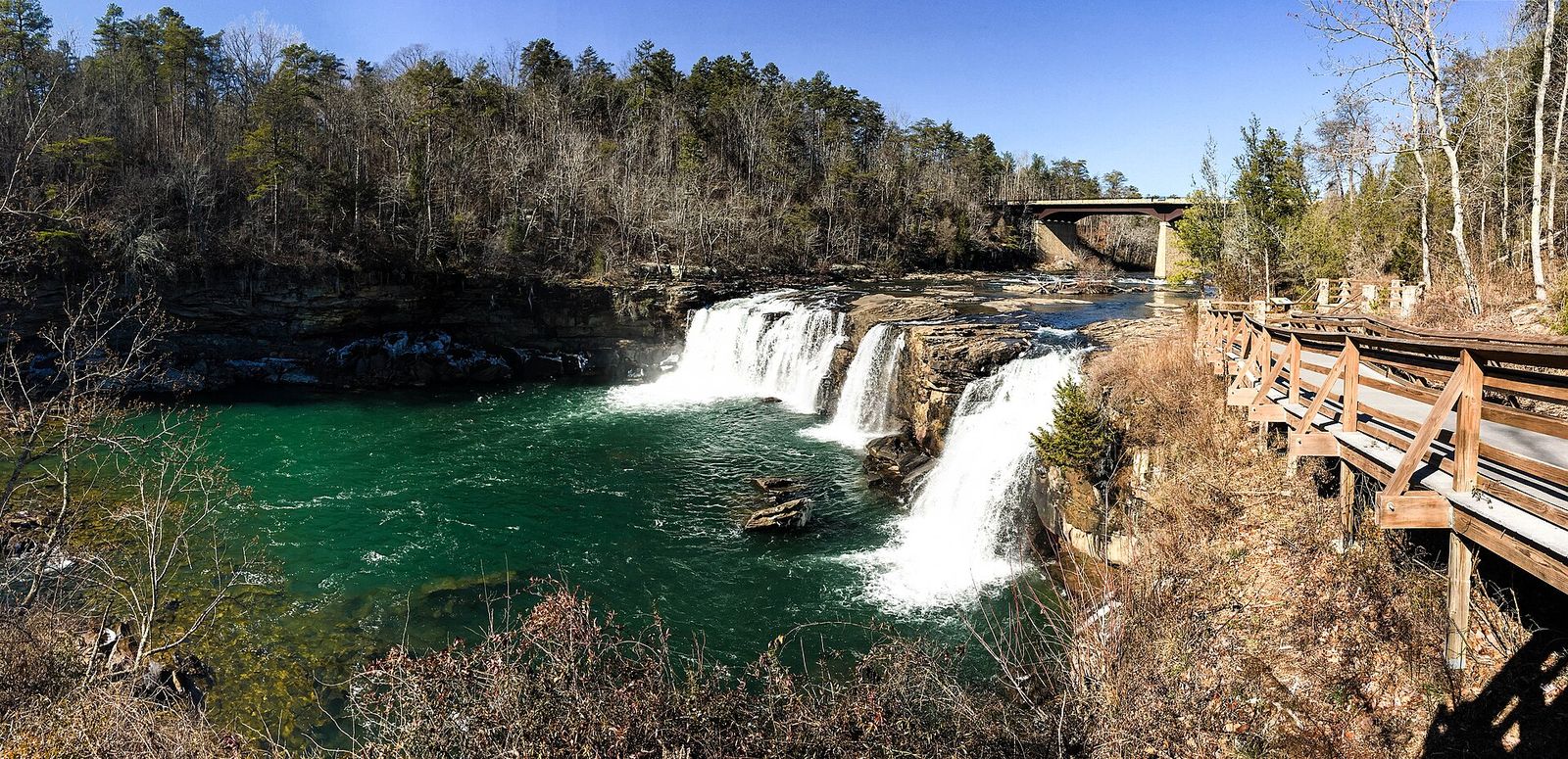 Little River Falls and its boardwalk at Little River Canyon Falls Park in northeast Alabama