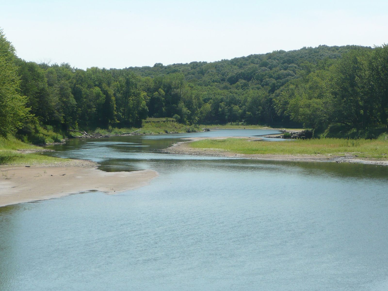 The Des Moines River curving through the wooded valley at Dolliver Memorial State Park